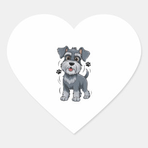 Süße Schnauzer-Welpen-Illustration mit großen Auge Herz-Aufkleber