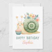 Süße Schnecke mit Cupcake- Happy Birthday Einladung (Vorderseite)