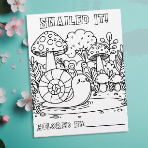 Süße Schnecke und Pilze Malvorlage Flyer