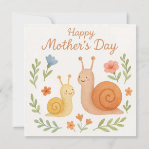 Süße Schnecken- Karte zum Muttertag- Mama und Kind