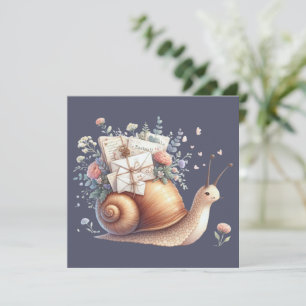 Süße Schneckenpost-Blumen-Pastell-Illustration Karte