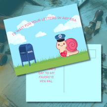 Süße Schneckenpost-Pen-Pal-Postkarte