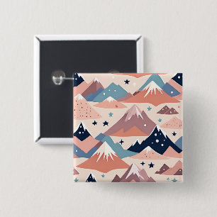 Süße schneebedeckte Berge und Sterne Muster rosa Button