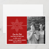 Süße Schneeflocke Save-the-Date-Einladung, Rot Save The Date (Vorne/Hinten)