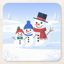 Süße Schneemann-Familie Untersetzer-Set