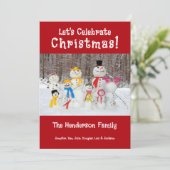 Süße Schneemann-Familie Weihnachten Namen hinzufüg (Stehend Vorderseite)