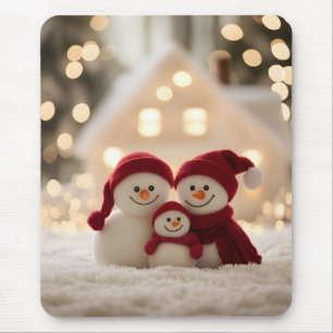 Süße Schneemann-Familie Winter Weihnachten Mousepad