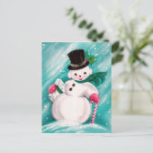 Süße Schneemann Mädchen Postkarte (Stehend Vorderseite)