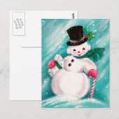 Süße Schneemann Mädchen Postkarte (Vorne/Hinten)