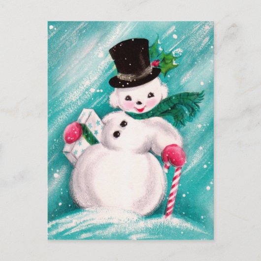Süße Schneemann Mädchen Postkarte (Vorderseite)