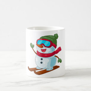 Süße Schneemann-Ski-Illustration Verwandlungstasse