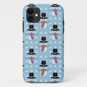 Süße Schneemänner auf hellblauem Muster Case-Mate iPhone Hülle