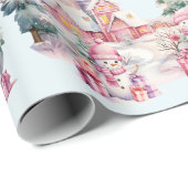 Süße Schneemänner in Pastells Add Girl's Name Weih Geschenkpapier (Rolleneckpunkt)
