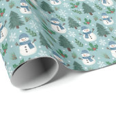 Süße Schneemänner Winter Muster Geschenkpapier Rol (Rolleneckpunkt)