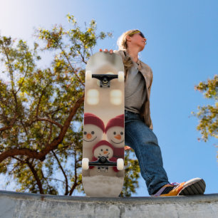 Süße Schneemannfamilie Winter Weihnachten Skateboard