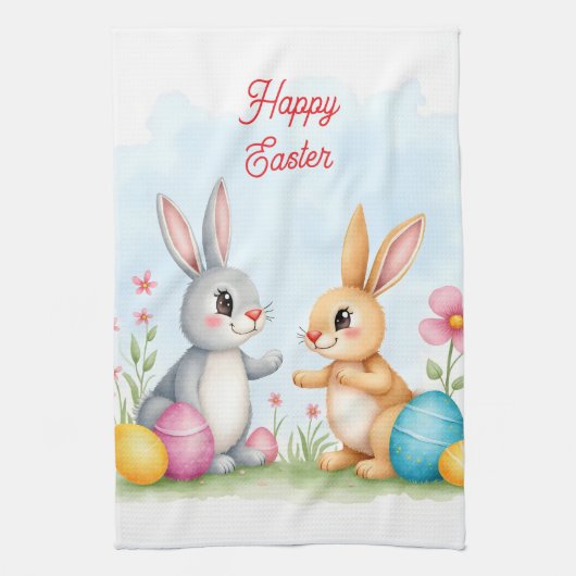 Süße schöne Osterhasen moderne Kollektion Geschirrtuch (Vertikal)