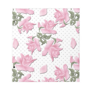 Süße schöne rosa Rosen Cartoon Retro Vintage ab Notizblock