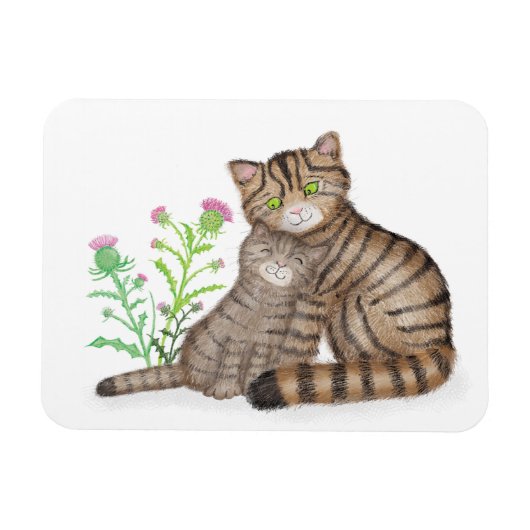 Süße schottische Wildkatze und Kätzchen-Magnet Magnet (Horizontal)