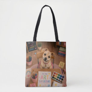 Süße Schulhund Kunstklasse Schreibtisch Tasche