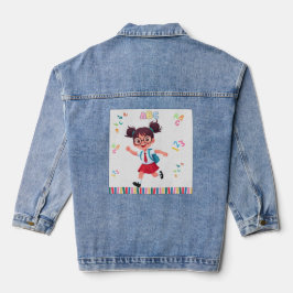 Süße Schulmädchen-ABC-123-Lernillustration Jeansjacke