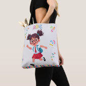 Süße Schulmädchen-ABC-123-Lernillustration Tasche (Von Nahem)