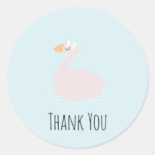 Süße Schwan Mädchen Rosa Geburtstag Dankeschön Runder Aufkleber