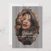 Süße Schwarz gestreifte Abschlussfoto mit schwarze Ankündigung (Vorderseite)