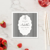 Süße Schwarz gestreifte Babyparty mit Schleife Serviette (Beispiel)