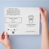 Süße Schwarz-Weiß-Kaffeetasse Kaffeehaus-Menü Flyer (Hand)