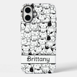 Süße Schwarz-Weiß-Katzen iPhone 16 Plus Hülle