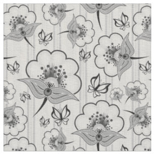 Süße Schwarz-Weiß-Nahtlose-Blumenmuster Stoff
