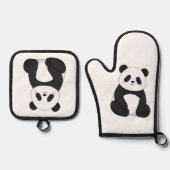 Süße Schwarz-Weiß-Panda Ofenhandschuh & Topflappen-Set (Vorderseite)