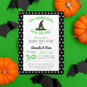 Süsse Schwarz, Weiß und Grün Kinderdusche Einladung