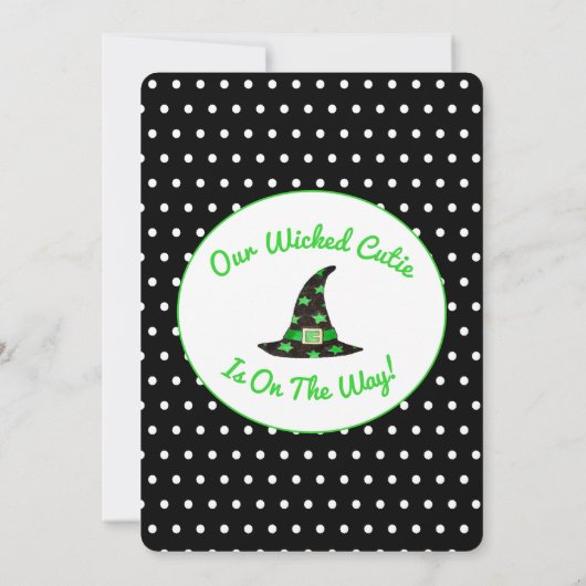 Süsse Schwarz, Weiß und Grün Kinderdusche Einladung (Rückseite)