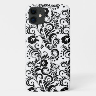 Süße schwarz-weiße Blumengestaltung im Hintergrund Case-Mate iPhone Hülle