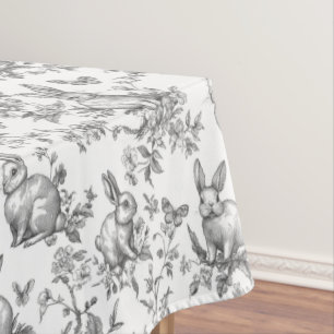 Süße schwarze Bunny-Kaninchen Französische Toile Tischdecke