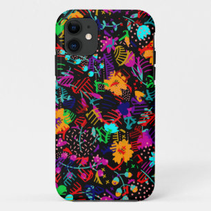 Süße schwarze bunte abstrakte Blumen Case-Mate iPhone Hülle