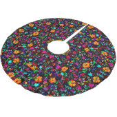 Süße schwarze bunte abstrakte Blumen Polyester Weihnachtsbaumdecke (Schrägansicht)
