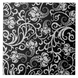 Süße schwarze Dalmatiner Blumen Hintergrunddesign Fliese