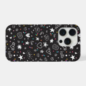 Süße schwarze Doodle-Phone-Hülle mit Herzen  iPhone Hülle (Rückseite (Horizontal))