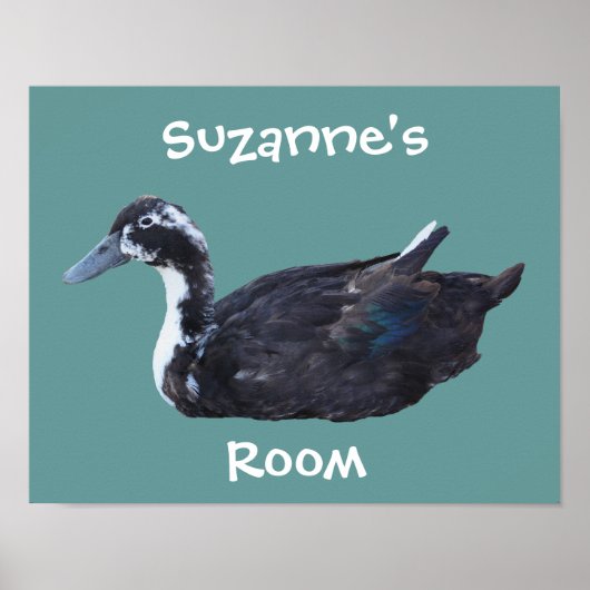 Süße schwarze Ente Kinderzimmer Personalisiert Poster (Vorne)