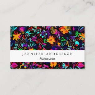 Süße schwarze farbenfrohe abstrakte Blumen Visitenkarte