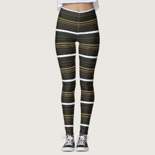 Süße schwarze gelbe Streifen Leggings