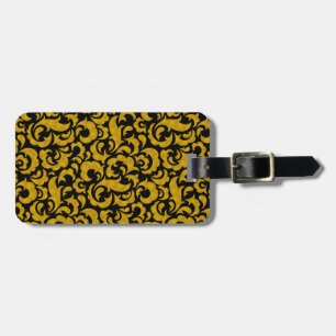 Süße schwarze goldene nahtlose Blumenelemente Gepäckanhänger