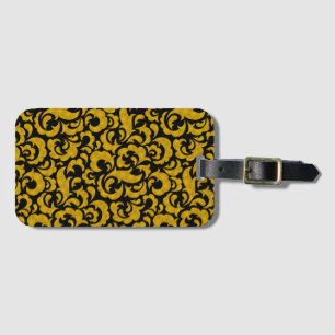 Süße schwarze goldene nahtlose Blumenelemente Gepäckanhänger
