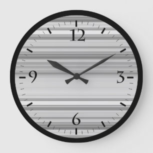 Süße schwarze graue Streifen Große Wanduhr
