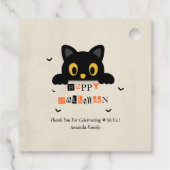 Süße schwarze Halloween-Katze Geschenkanhänger (Rückseite)