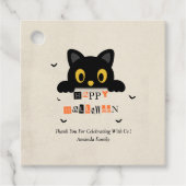 Süße schwarze Halloween-Katze Geschenkanhänger (Vorderseite)