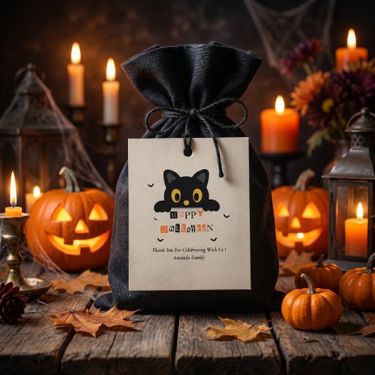 Süße schwarze Halloween-Katze Geschenkanhänger