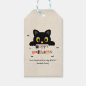 Süße schwarze Halloween-Katze Geschenkanhänger (Vorderseite)